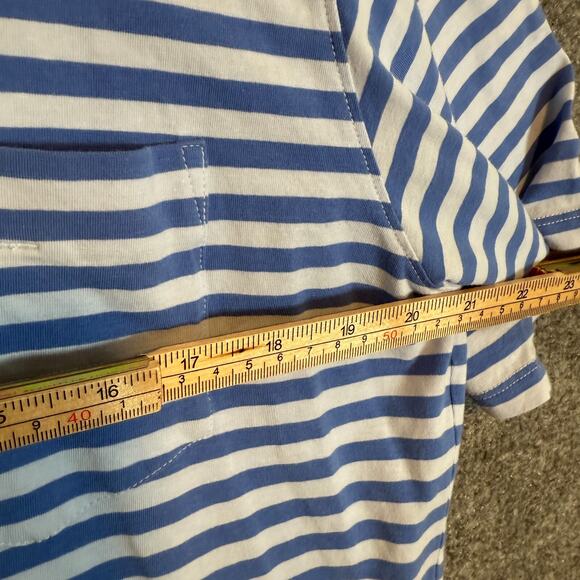 B Draddy Shirt Mens Medium Blue Striped Polo Short Slv Performance Golf Athletic - Picture 7 of 9